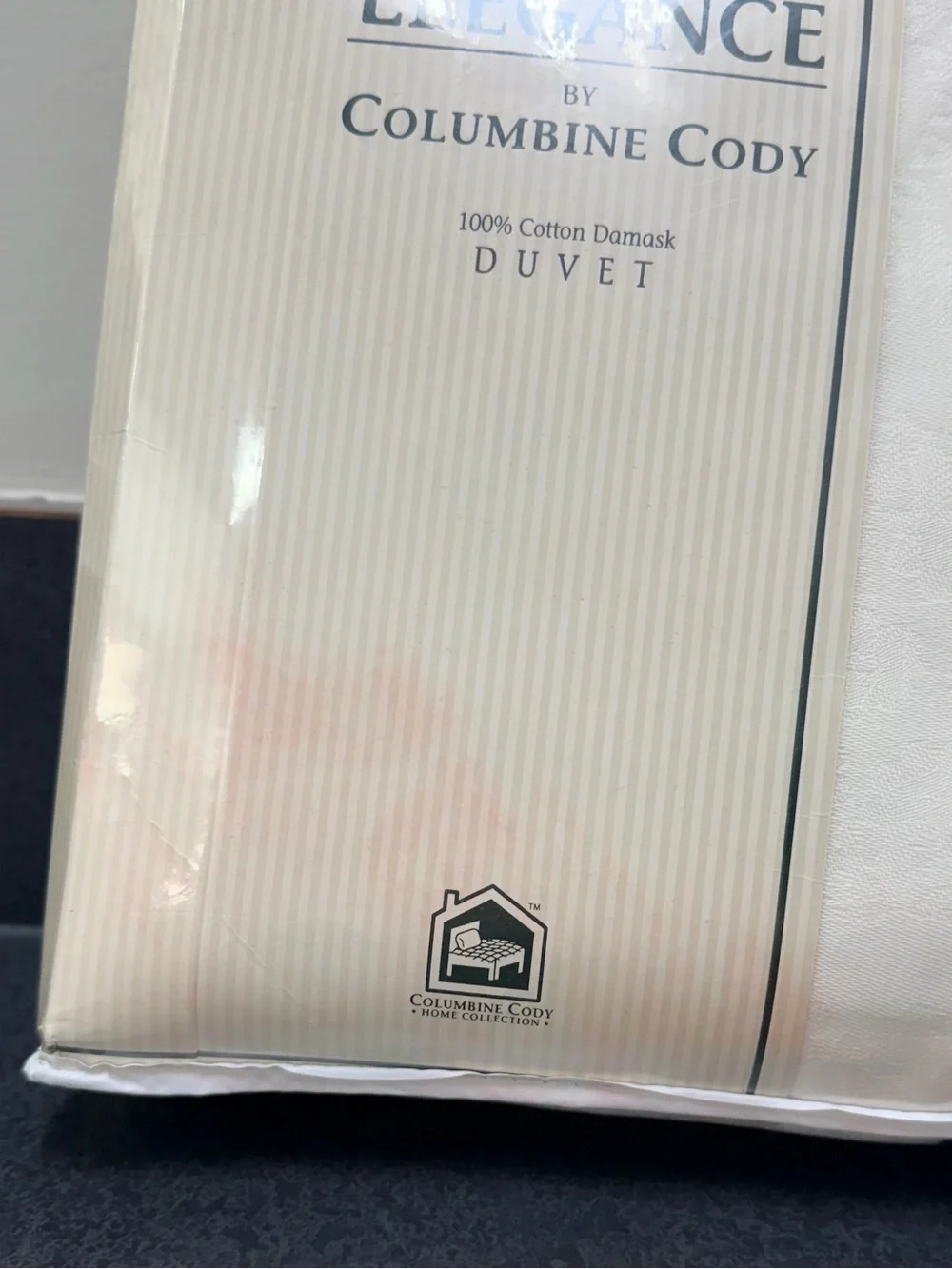 VTG 1997 Columbine Cody White Damask Duvet Cover Full Queen Jacquard Cottagecore
